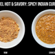 Huel Hot & Savory: Spicy Indian Curry (raw product on left, cooked product on right)